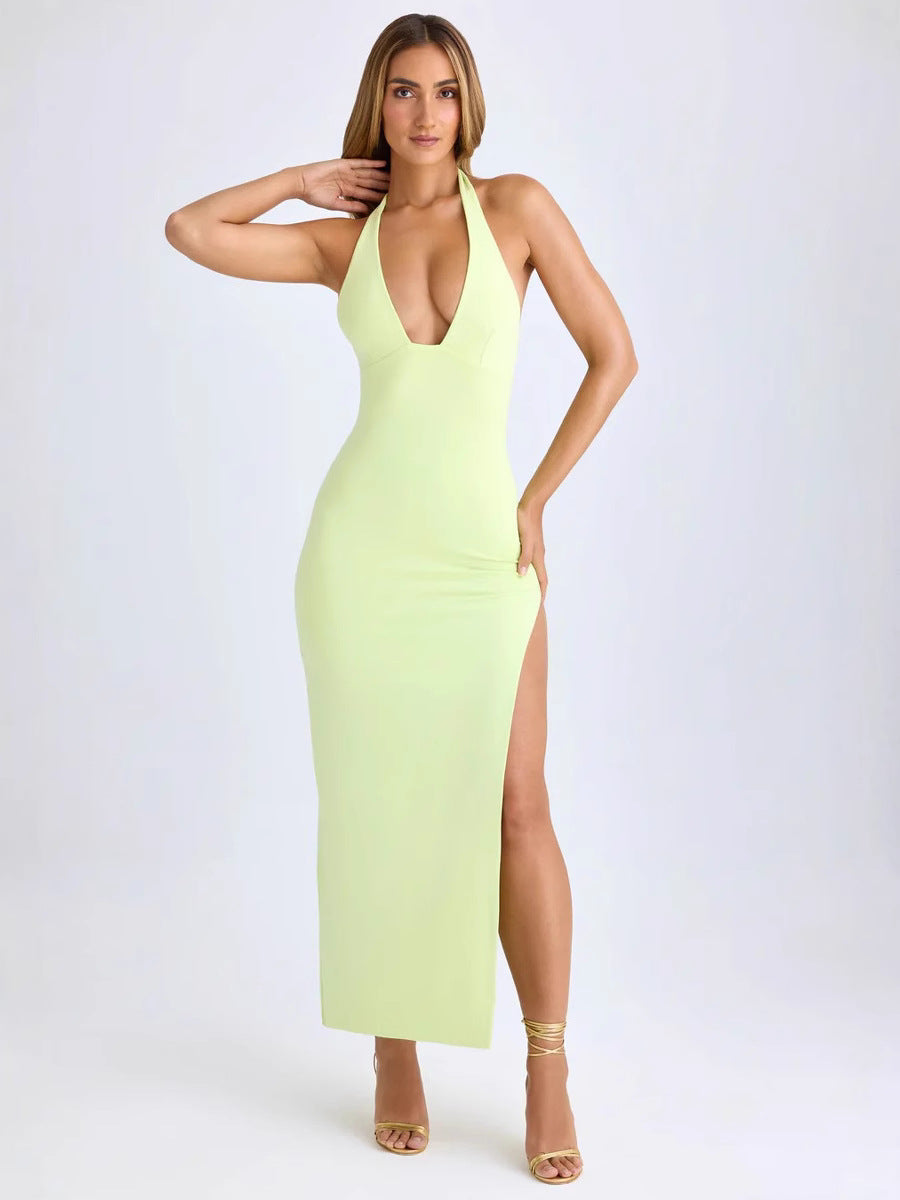 Off-Shoulder Halter Maxi with High Slit — view 5