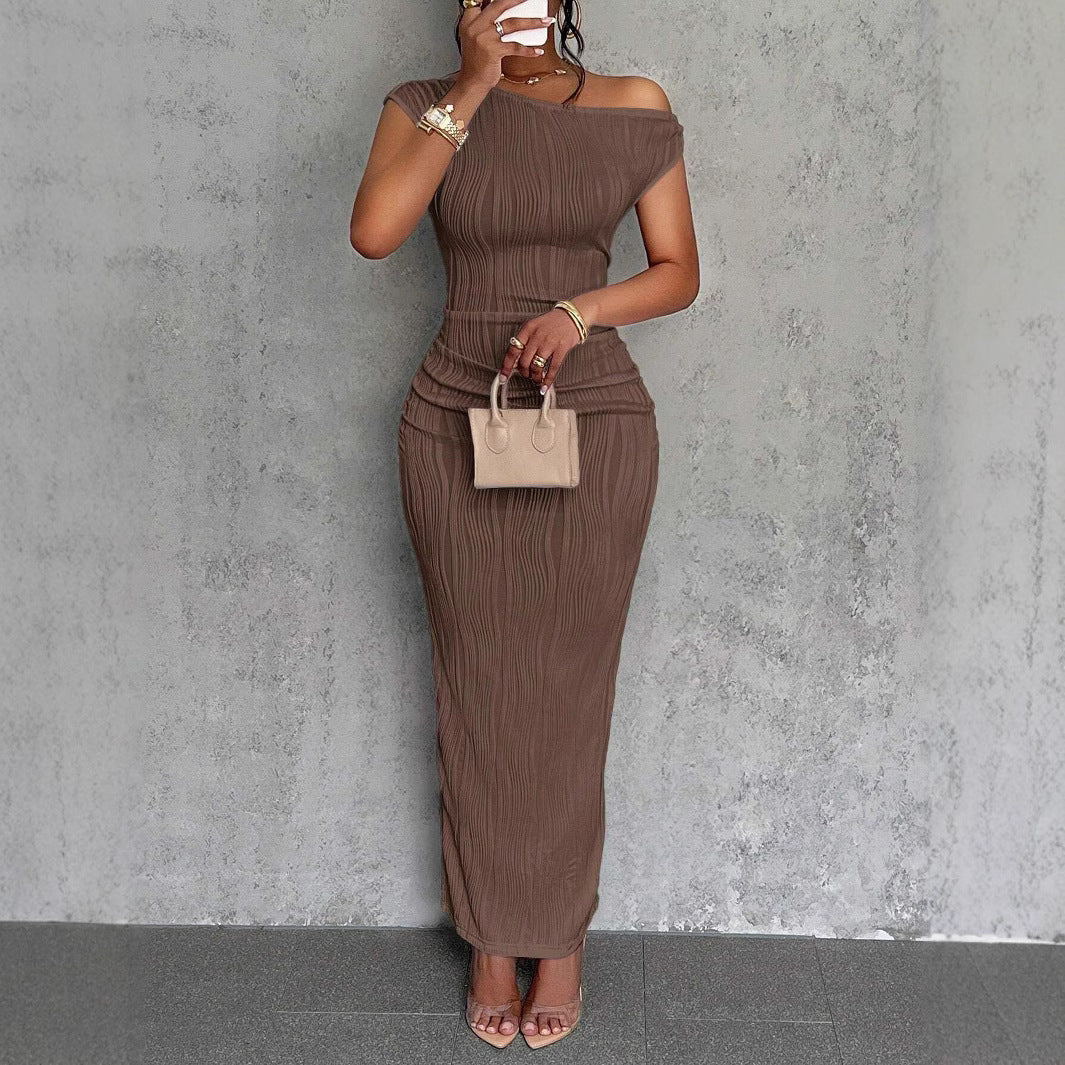 Textured Off-Shoulder Bodycon Maxi Dress — view 3