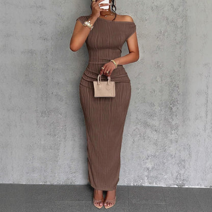 Textured Off-Shoulder Bodycon Maxi Dress — view 3