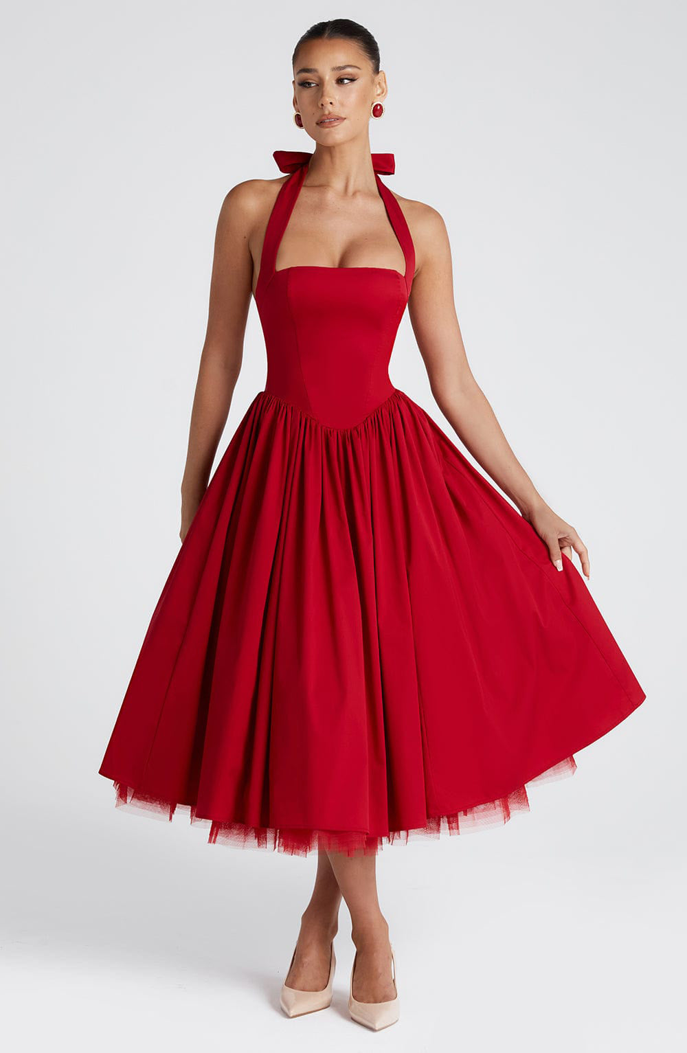 Strappy Tiered Tulle Midi Dress — view 5
