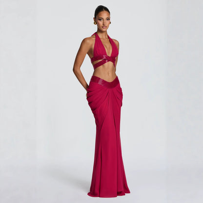 Sequin Halter Two-Piece Maxi Set — view 2