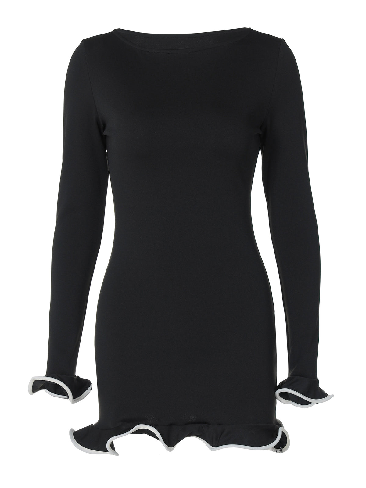 Ruffle-Hem Long-Sleeve Bodycon Mini Dress — view 2