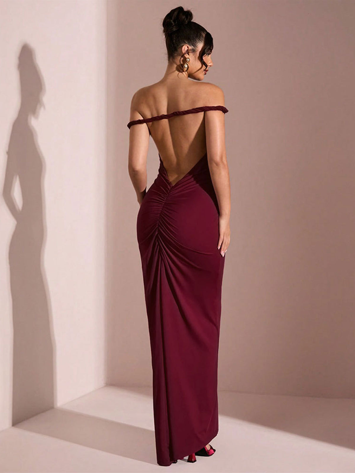 One-Shoulder Backless Knit Maxi Dress — view 5