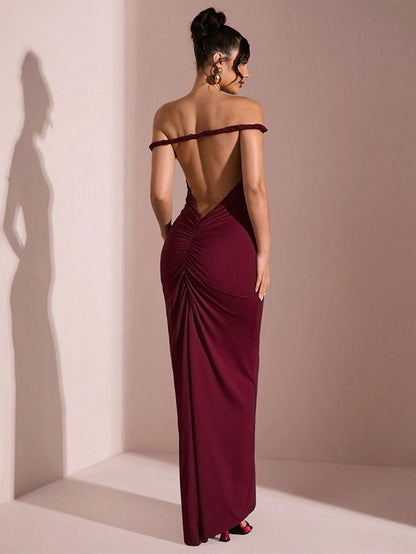 One-Shoulder Backless Knit Maxi Dress — view 5