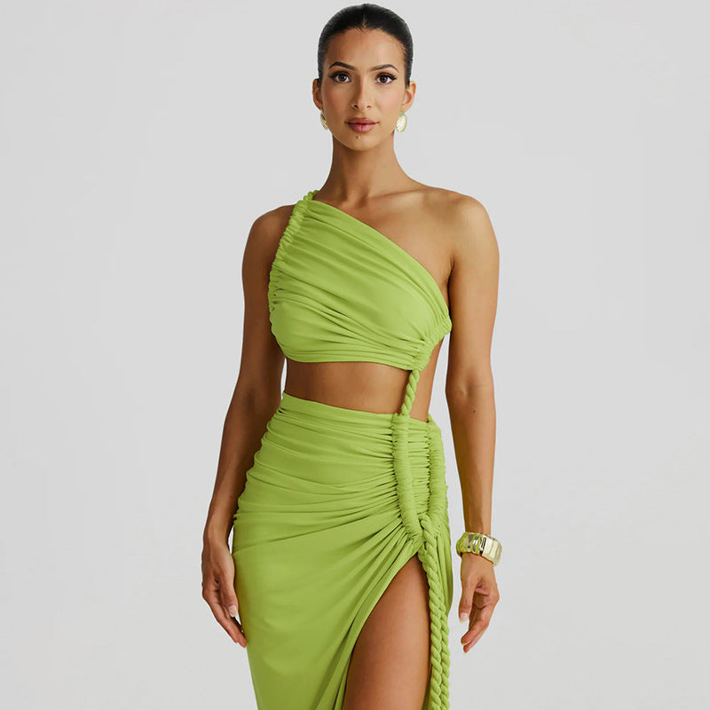 One-Shoulder Cut-Out Knit Maxi Dress — view 4