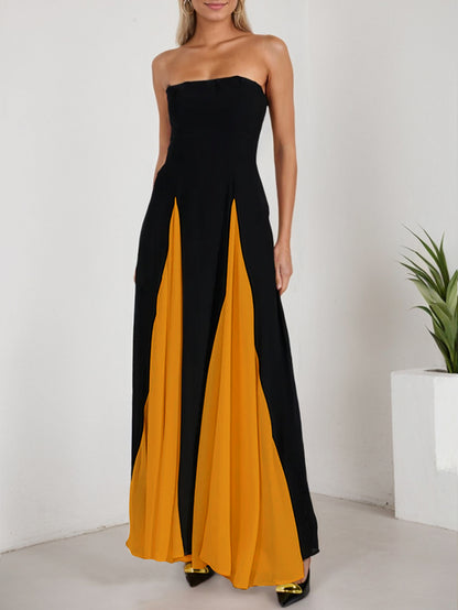 Colour-Block Strapless A-Line Maxi Dress — view 3