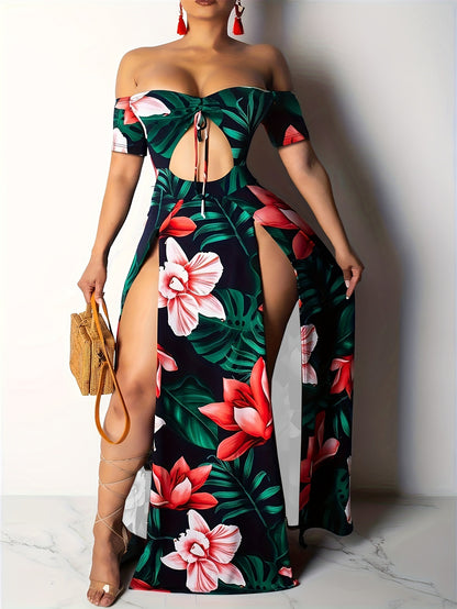 Floral Cut-Out Off-Shoulder Maxi Dress — view 5