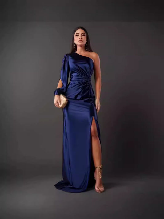 Crinkle Raglan-Sleeve Backless Maxi Dress