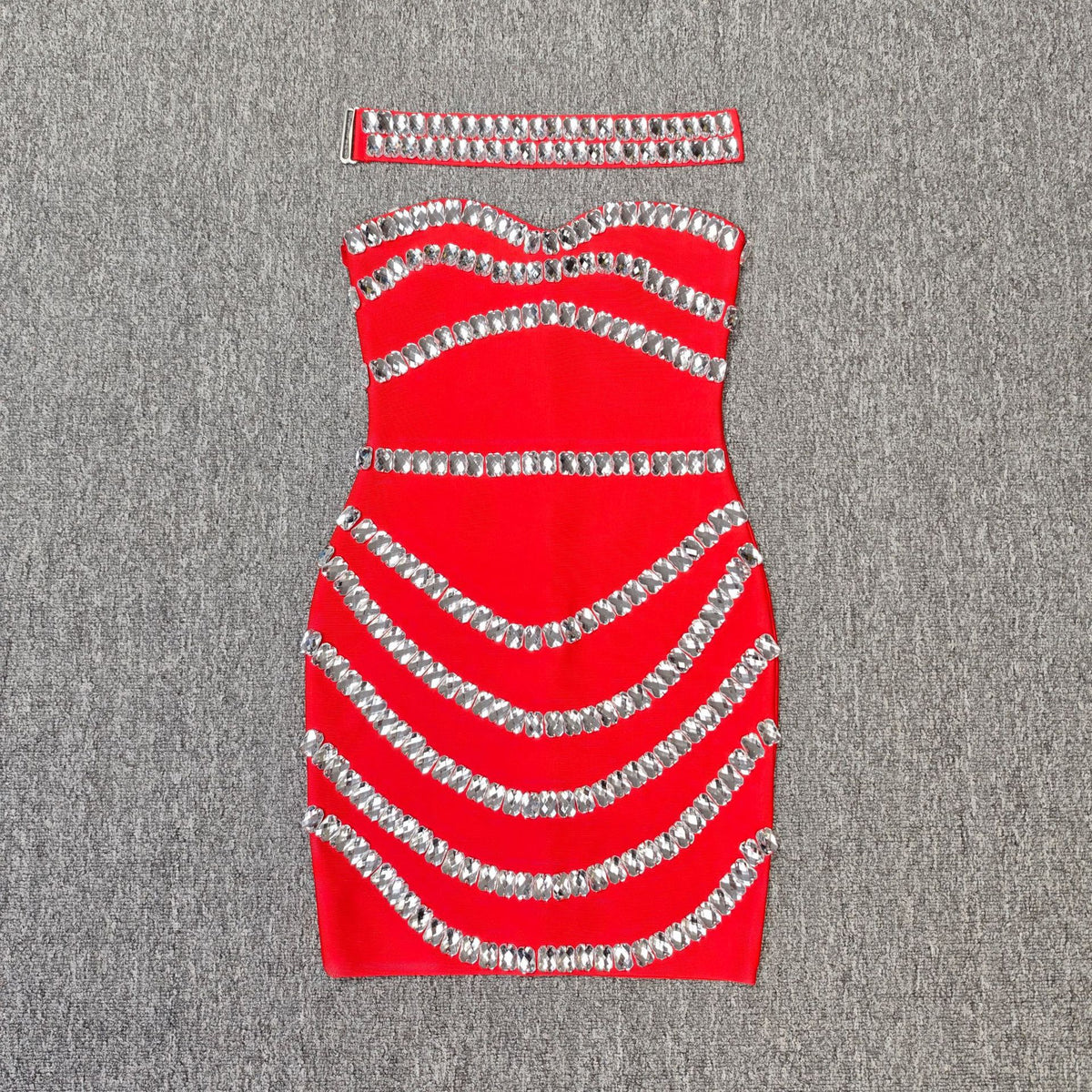 Rhinestone Strapless Bodycon Mini Dress — view 4